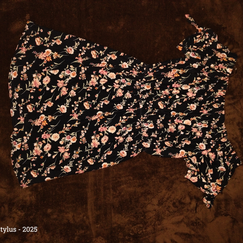 Floral Black Off-Shoulder Women's Top